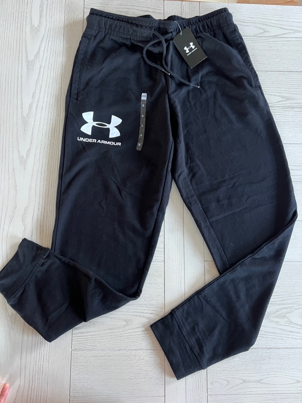Under Armour Black Sweatpants with White Logo - Picture 2 of 4